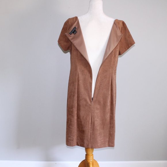 Jessica Howard Tan Suede Dress with Rivet Hem 16 - Picture 4 of 10